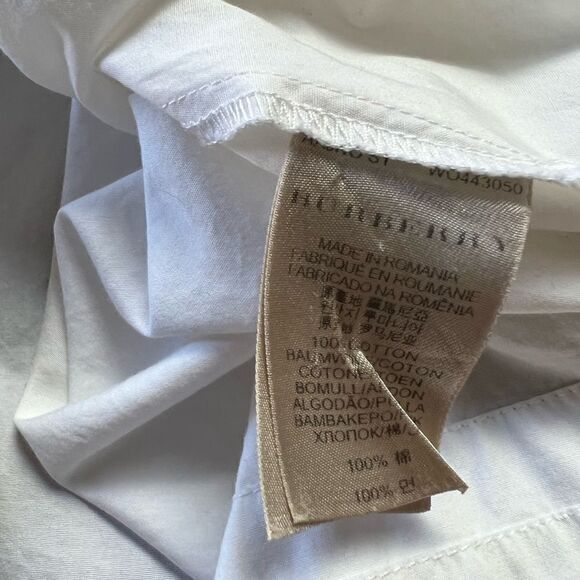 Burberry Brit Smocked 1/2 Button Down Pleated Peasant Blouse - Picture 7 of 7